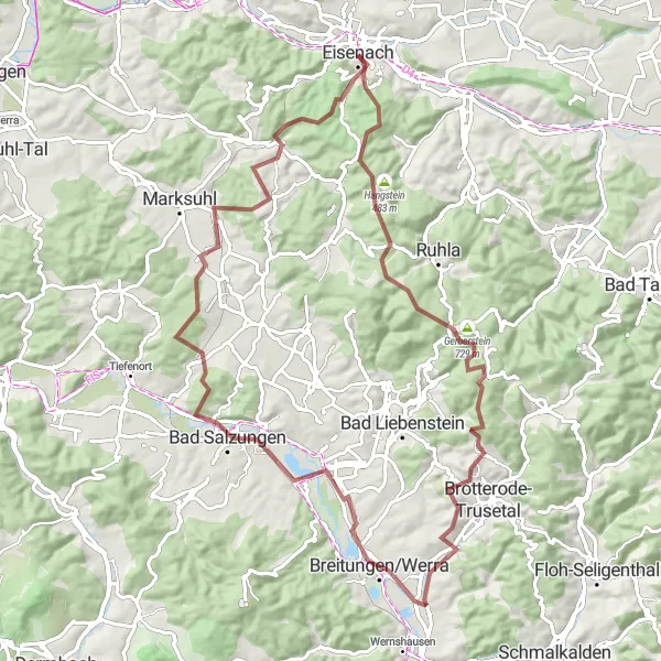 Karten-Miniaturansicht der Radinspiration "Salzunger-Wald-Tour" in Thüringen, Germany. Erstellt vom Tarmacs.app-Routenplaner für Radtouren