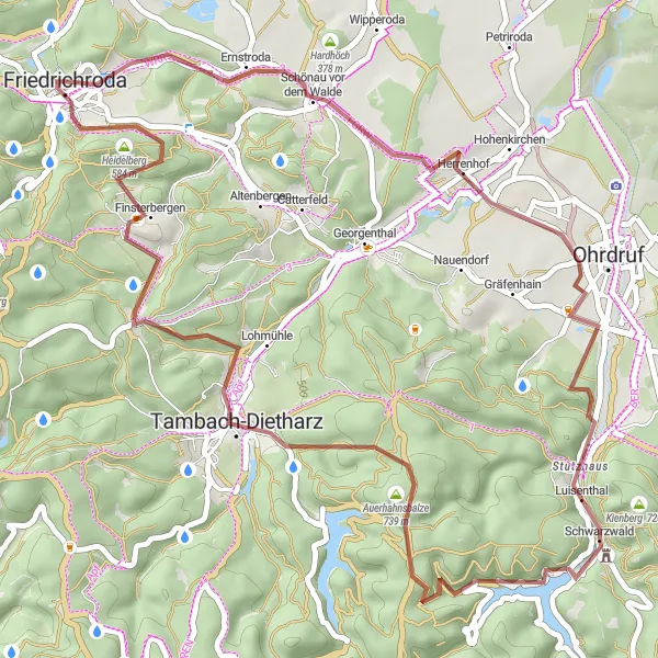 Map miniature of "Eichberg Route" cycling inspiration in Thüringen, Germany. Generated by Tarmacs.app cycling route planner
