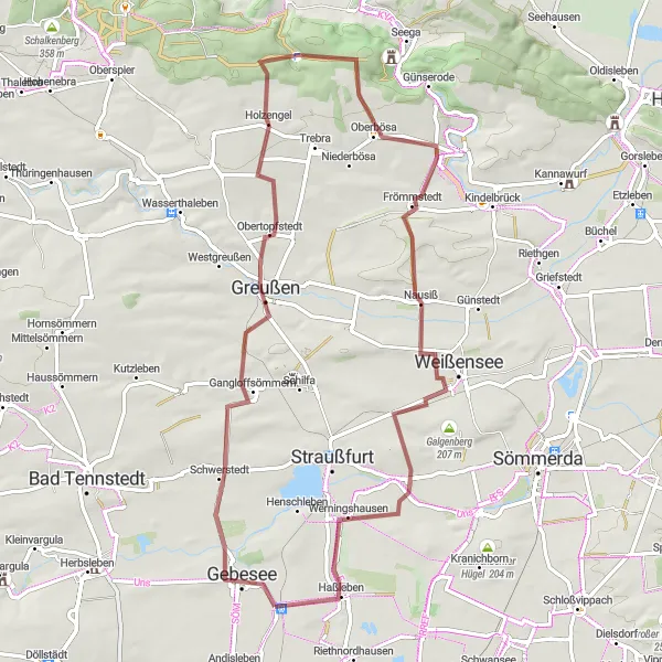 Map miniature of "Gravel Adventure" cycling inspiration in Thüringen, Germany. Generated by Tarmacs.app cycling route planner