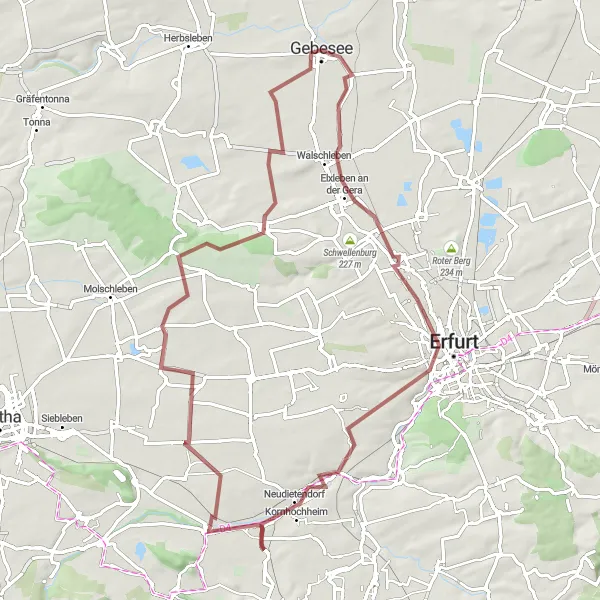 Map miniature of "Discover the Thuringian Landscapes" cycling inspiration in Thüringen, Germany. Generated by Tarmacs.app cycling route planner