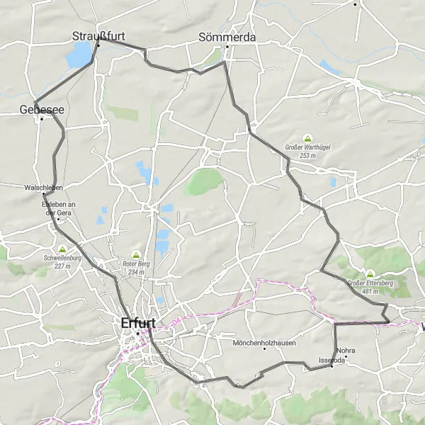 Karten-Miniaturansicht der Radinspiration "Unterwegs in Erfurt" in Thüringen, Germany. Erstellt vom Tarmacs.app-Routenplaner für Radtouren