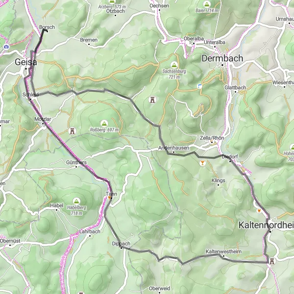 Karten-Miniaturansicht der Radinspiration "Kleine Runde um Arnsberg" in Thüringen, Germany. Erstellt vom Tarmacs.app-Routenplaner für Radtouren