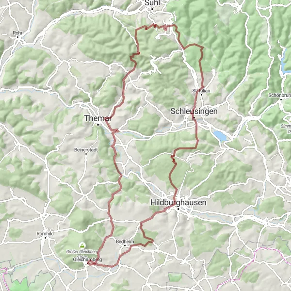 Karten-Miniaturansicht der Radinspiration "Abenteuerliche Landschaften und Aussichten" in Thüringen, Germany. Erstellt vom Tarmacs.app-Routenplaner für Radtouren