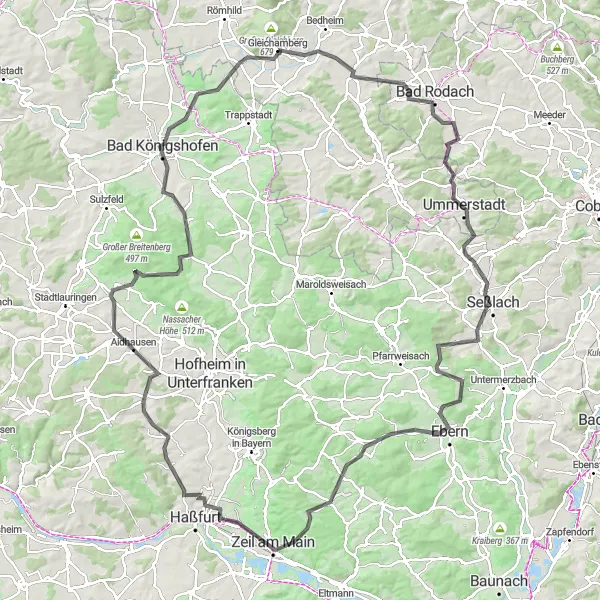 Karten-Miniaturansicht der Radinspiration "Road-Tour mit Panoramablick und historischen Sehenswürdigkeiten" in Thüringen, Germany. Erstellt vom Tarmacs.app-Routenplaner für Radtouren
