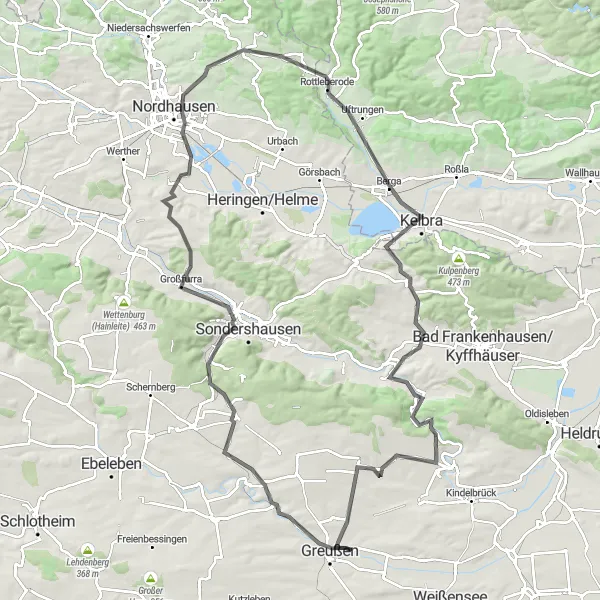 Map miniature of "Thuringian Hill Tour" cycling inspiration in Thüringen, Germany. Generated by Tarmacs.app cycling route planner