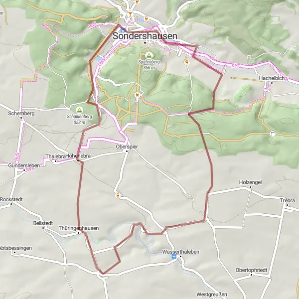 Map miniature of "Gravel Adventure" cycling inspiration in Thüringen, Germany. Generated by Tarmacs.app cycling route planner