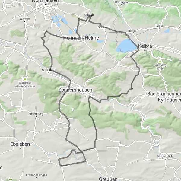 Map miniature of "Thuringian Hill Challenge" cycling inspiration in Thüringen, Germany. Generated by Tarmacs.app cycling route planner