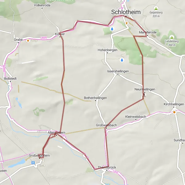 Map miniature of "The Gravel Adventure" cycling inspiration in Thüringen, Germany. Generated by Tarmacs.app cycling route planner