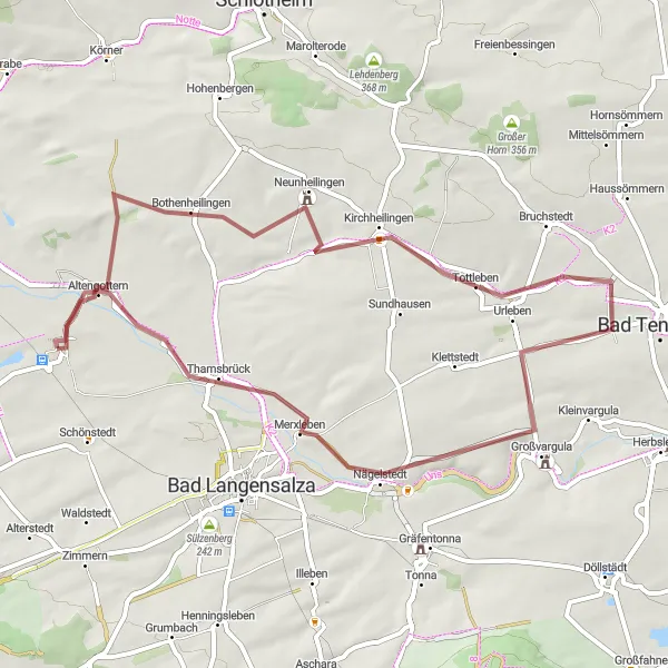 Karten-Miniaturansicht der Radinspiration "Gravel-Tour durch Neunheilingen und Umgebung" in Thüringen, Germany. Erstellt vom Tarmacs.app-Routenplaner für Radtouren