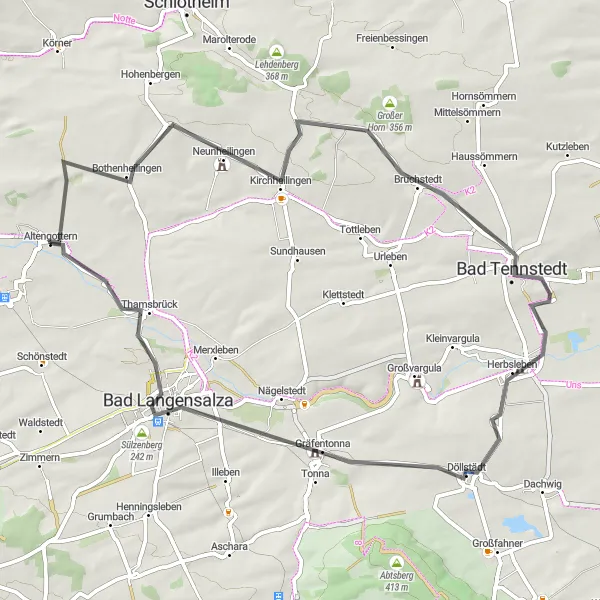 Karten-Miniaturansicht der Radinspiration "Radtour durch Kirchheilingen und Thamsbrück" in Thüringen, Germany. Erstellt vom Tarmacs.app-Routenplaner für Radtouren