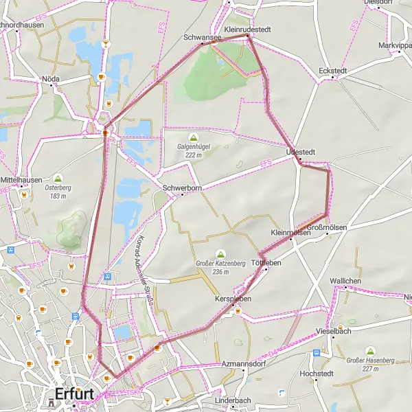 Map miniature of "Gravel Adventure in Thüringen" cycling inspiration in Thüringen, Germany. Generated by Tarmacs.app cycling route planner