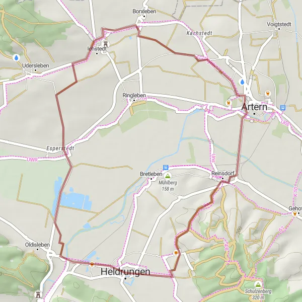 Map miniature of "Village Charm and Natural Beauty Gravel Loop" cycling inspiration in Thüringen, Germany. Generated by Tarmacs.app cycling route planner