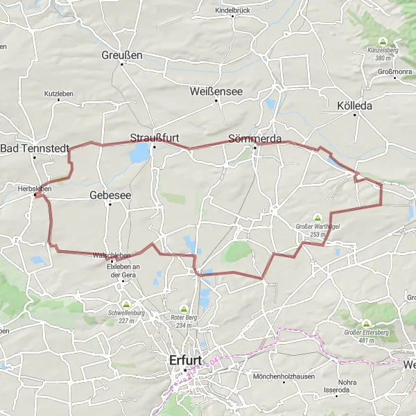 Map miniature of "Herb's Gravel Adventure" cycling inspiration in Thüringen, Germany. Generated by Tarmacs.app cycling route planner