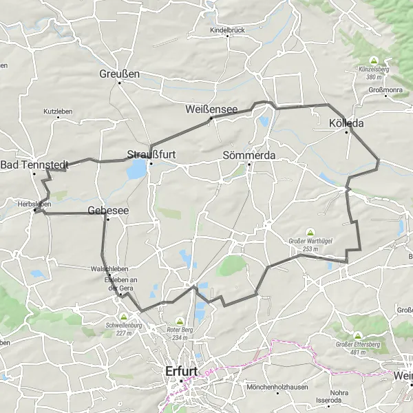 Karten-Miniaturansicht der Radinspiration "Road Adventure to Eckstedt" in Thüringen, Germany. Erstellt vom Tarmacs.app-Routenplaner für Radtouren