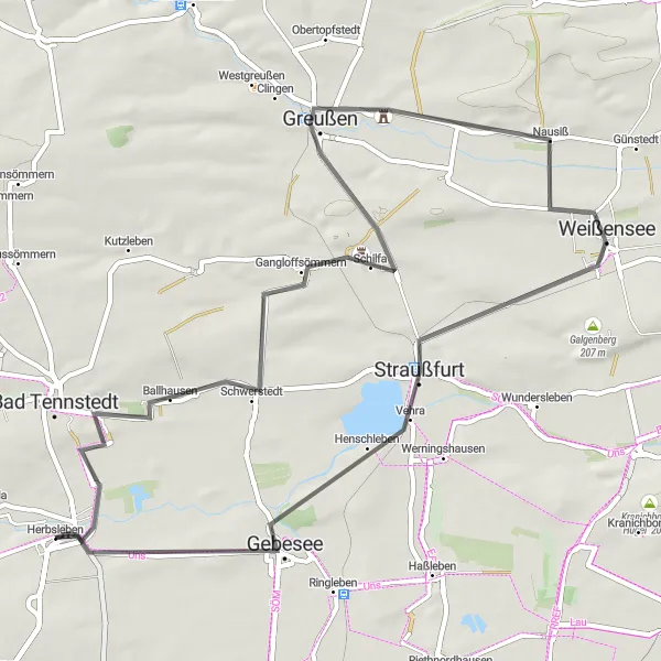 Karten-Miniaturansicht der Radinspiration "Abenteuerliche Fahrt durch Thüringen" in Thüringen, Germany. Erstellt vom Tarmacs.app-Routenplaner für Radtouren