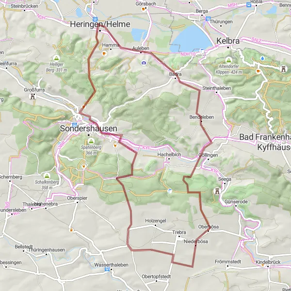 Karten-Miniaturansicht der Radinspiration "Gemütliche Gravel-Tour durch Thüringen" in Thüringen, Germany. Erstellt vom Tarmacs.app-Routenplaner für Radtouren