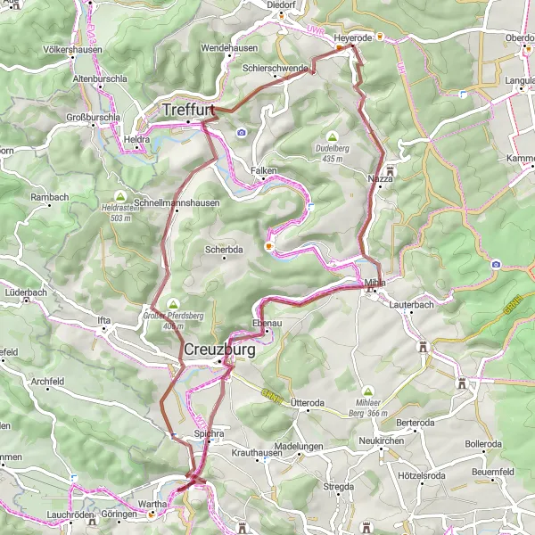 Karten-Miniaturansicht der Radinspiration "Abenteuerliche Gravel-Tour nach Sengelsberg" in Thüringen, Germany. Erstellt vom Tarmacs.app-Routenplaner für Radtouren