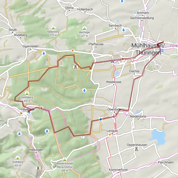 Map miniature of "The Countryside Escape" cycling inspiration in Thüringen, Germany. Generated by Tarmacs.app cycling route planner