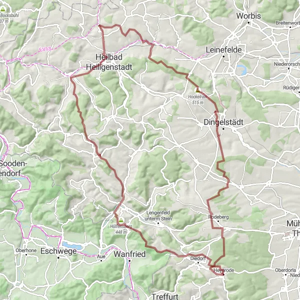 Map miniature of "The Gravel Adventure" cycling inspiration in Thüringen, Germany. Generated by Tarmacs.app cycling route planner