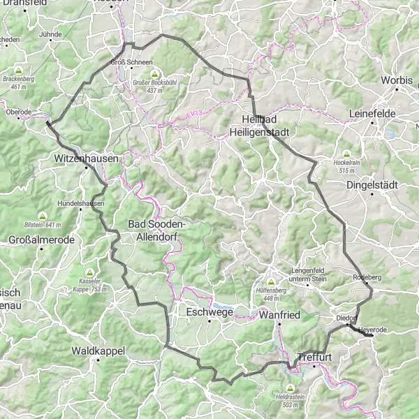 Karten-Miniaturansicht der Radinspiration "Werra Radweg" in Thüringen, Germany. Erstellt vom Tarmacs.app-Routenplaner für Radtouren