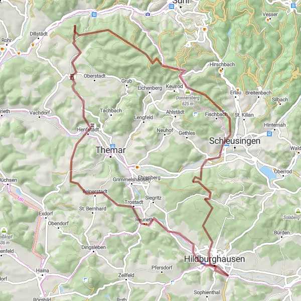 Map miniature of "Scenic Gravel Ride through Countryside Villages" cycling inspiration in Thüringen, Germany. Generated by Tarmacs.app cycling route planner