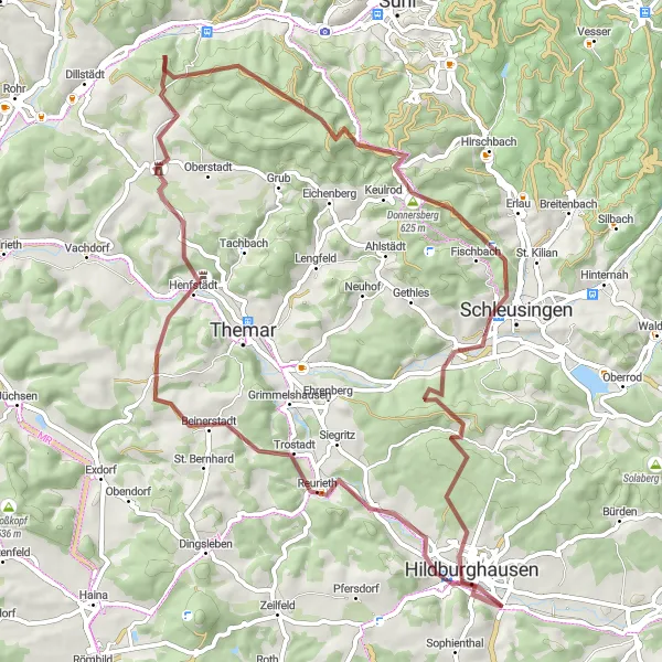 Karten-Miniaturansicht der Radinspiration "Rundfahrt um Hildburghausen - Auf den Spuren von Bismarck" in Thüringen, Germany. Erstellt vom Tarmacs.app-Routenplaner für Radtouren