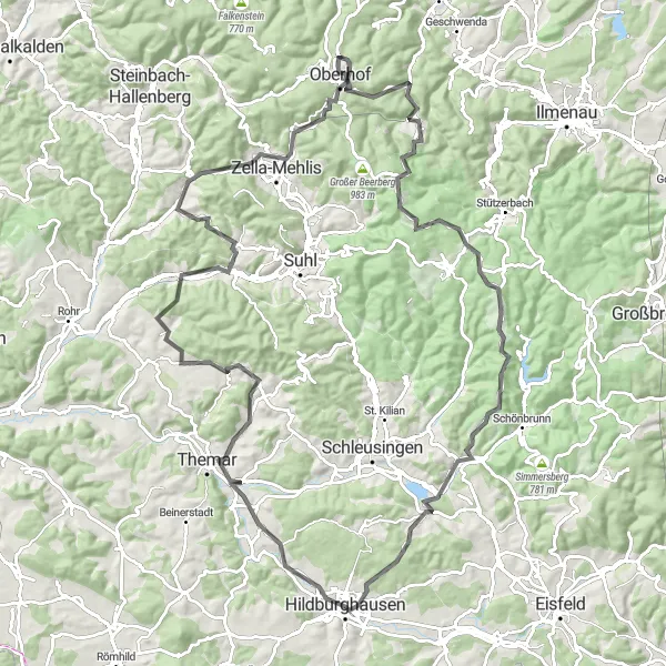 Karten-Miniaturansicht der Radinspiration "Werratal Radweg" in Thüringen, Germany. Erstellt vom Tarmacs.app-Routenplaner für Radtouren