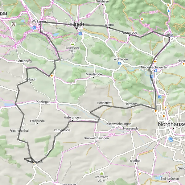 Karten-Miniaturansicht der Radinspiration "Auf den Spuren der Geschichte" in Thüringen, Germany. Erstellt vom Tarmacs.app-Routenplaner für Radtouren