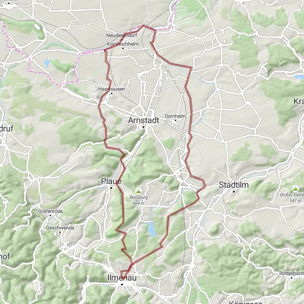 Map miniature of "Thuringian Forest Adventure" cycling inspiration in Thüringen, Germany. Generated by Tarmacs.app cycling route planner