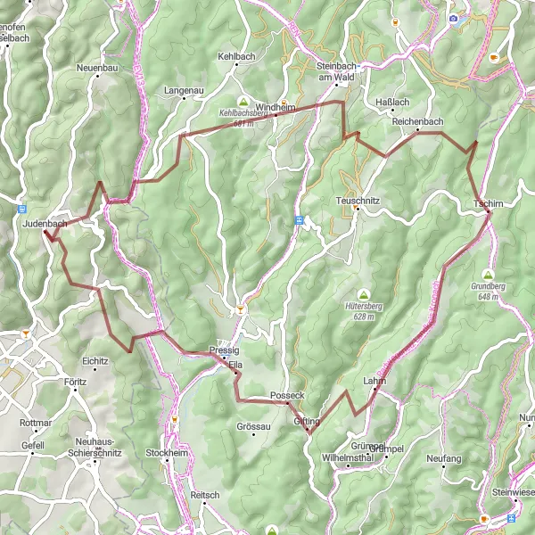 Karten-Miniaturansicht der Radinspiration "Heinersdorfer Höhe und Müllersberg" in Thüringen, Germany. Erstellt vom Tarmacs.app-Routenplaner für Radtouren