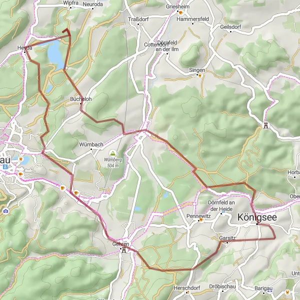 Karten-Miniaturansicht der Radinspiration "Thüringer Wald Abenteuer" in Thüringen, Germany. Erstellt vom Tarmacs.app-Routenplaner für Radtouren