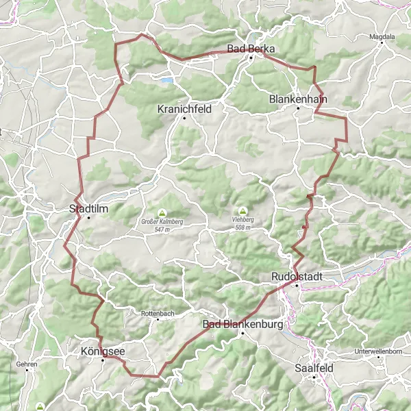 Karten-Miniaturansicht der Radinspiration "Die Bergtour von Königsee" in Thüringen, Germany. Erstellt vom Tarmacs.app-Routenplaner für Radtouren