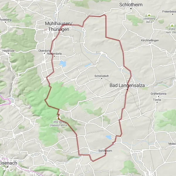 Map miniature of "Historical treasures and natural beauty" cycling inspiration in Thüringen, Germany. Generated by Tarmacs.app cycling route planner