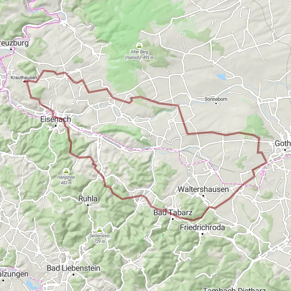 Karten-Miniaturansicht der Radinspiration "Der Haina-Rundkurs" in Thüringen, Germany. Erstellt vom Tarmacs.app-Routenplaner für Radtouren