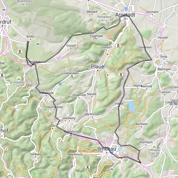 Karten-Miniaturansicht der Radinspiration "Auf den Spuren der Prinzessinnen im Thüringer Wald" in Thüringen, Germany. Erstellt vom Tarmacs.app-Routenplaner für Radtouren