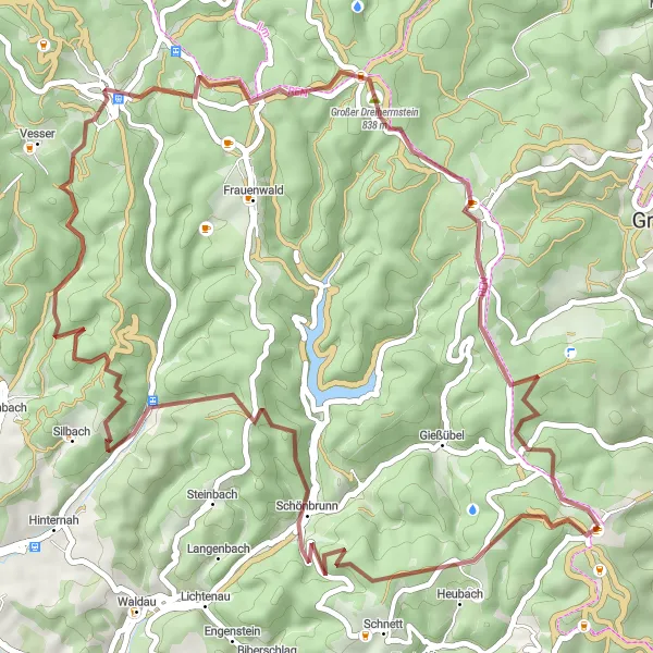 Karten-Miniaturansicht der Radinspiration "Entdeckungstour nach Masserberg über Schönbrunn" in Thüringen, Germany. Erstellt vom Tarmacs.app-Routenplaner für Radtouren