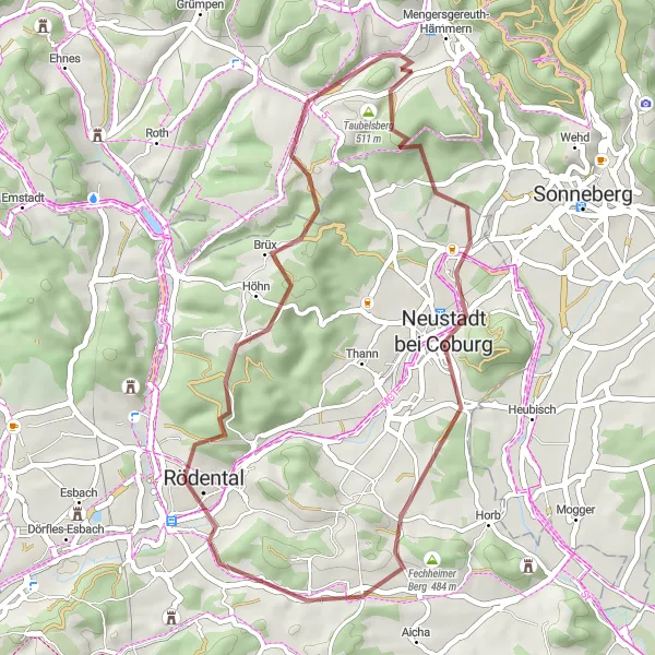 Karten-Miniaturansicht der Radinspiration "Rundtour durch Neustadt bei Coburg und Rödental" in Thüringen, Germany. Erstellt vom Tarmacs.app-Routenplaner für Radtouren