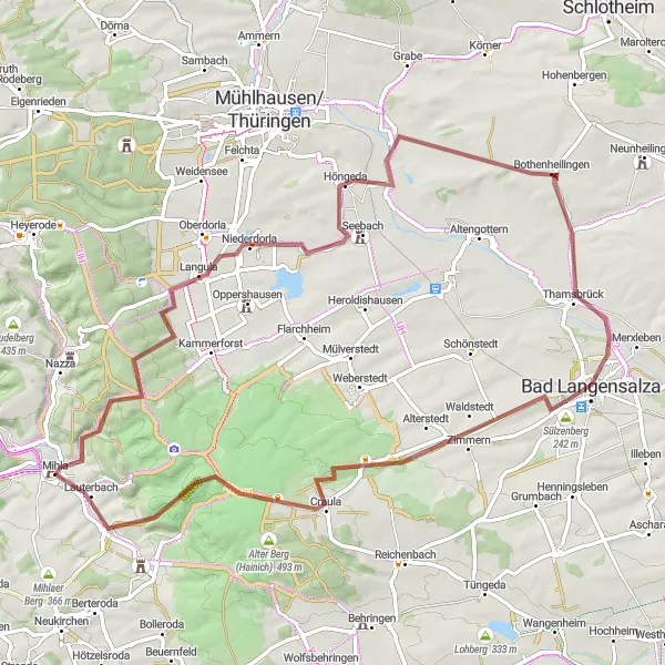 Karten-Miniaturansicht der Radinspiration "Wernershäuser Höhe und Baumkronenpfad Schleife" in Thüringen, Germany. Erstellt vom Tarmacs.app-Routenplaner für Radtouren