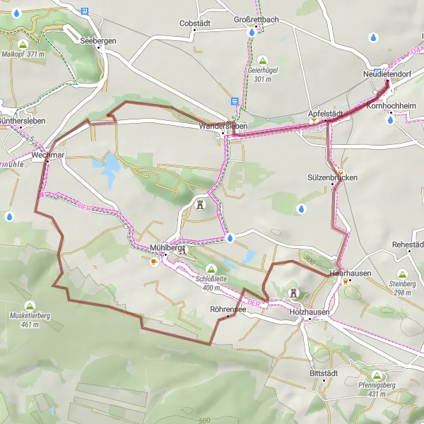 Map miniature of "Apfelstädt Loop" cycling inspiration in Thüringen, Germany. Generated by Tarmacs.app cycling route planner