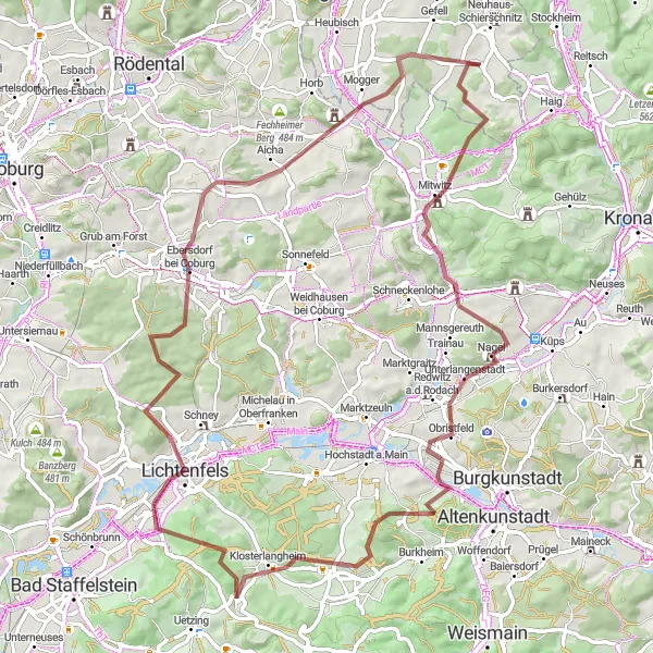 Karten-Miniaturansicht der Radinspiration "Abenteuerliche Graveltour durch Oberfranken" in Thüringen, Germany. Erstellt vom Tarmacs.app-Routenplaner für Radtouren