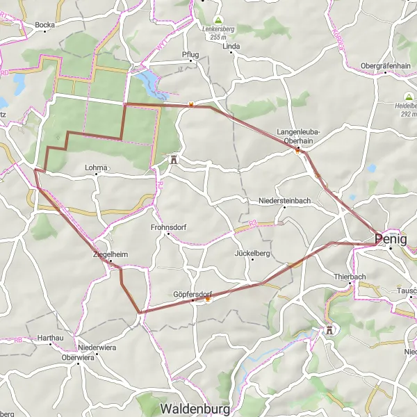 Map miniature of "Rural Charm Loop" cycling inspiration in Thüringen, Germany. Generated by Tarmacs.app cycling route planner