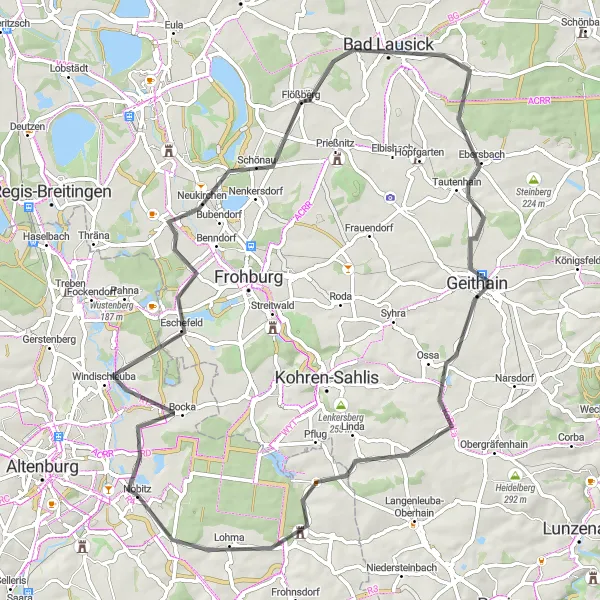 Map miniature of "Thüringen Countryside Tour" cycling inspiration in Thüringen, Germany. Generated by Tarmacs.app cycling route planner