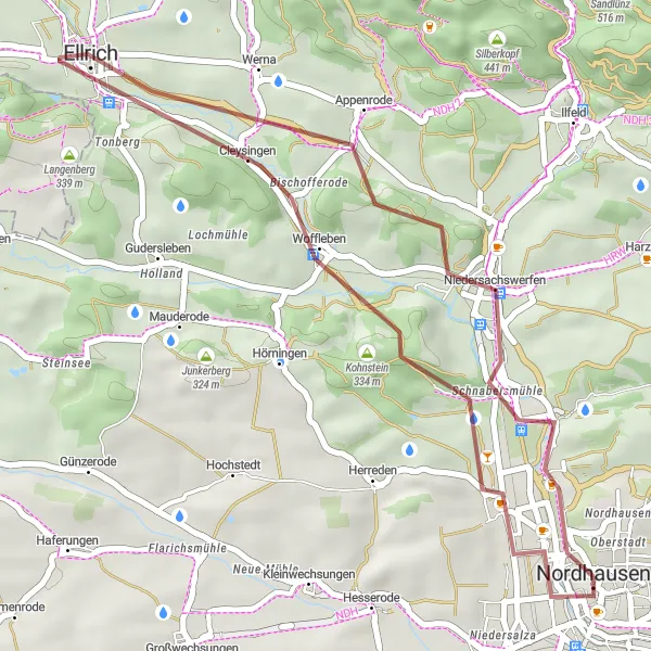 Map miniature of "Harz Gravel Adventure" cycling inspiration in Thüringen, Germany. Generated by Tarmacs.app cycling route planner