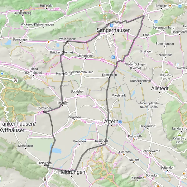 Karten-Miniaturansicht der Radinspiration "Schlössertour im Unstrut-Tal" in Thüringen, Germany. Erstellt vom Tarmacs.app-Routenplaner für Radtouren