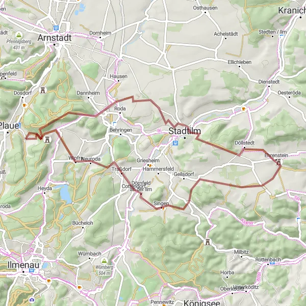 Karten-Miniaturansicht der Radinspiration "Ruhe und Abgeschiedenheit in Thüringen" in Thüringen, Germany. Erstellt vom Tarmacs.app-Routenplaner für Radtouren