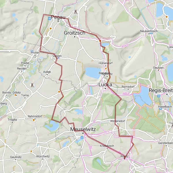 Map miniature of "Gravel Adventure in Rural Thüringen" cycling inspiration in Thüringen, Germany. Generated by Tarmacs.app cycling route planner