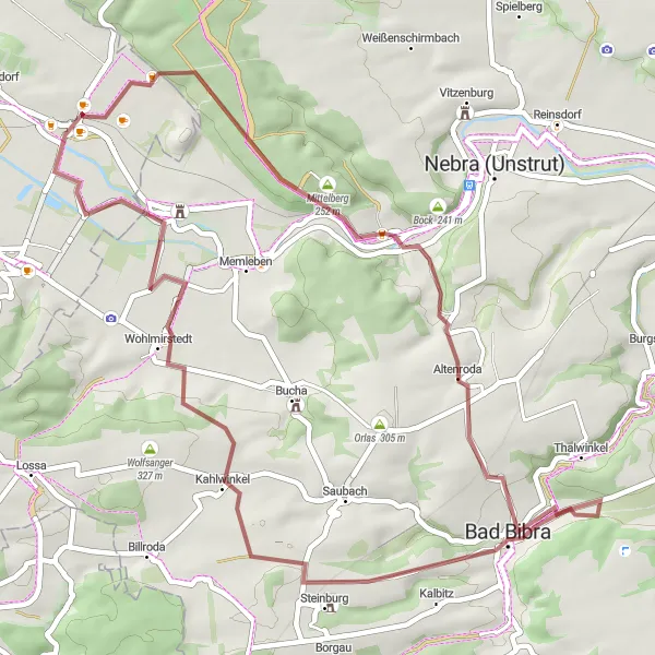 Map miniature of "The Wine Road" cycling inspiration in Thüringen, Germany. Generated by Tarmacs.app cycling route planner