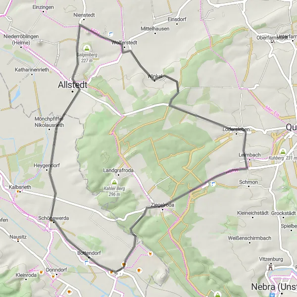 Karten-Miniaturansicht der Radinspiration "Roadtour durch idyllische Landschaften" in Thüringen, Germany. Erstellt vom Tarmacs.app-Routenplaner für Radtouren