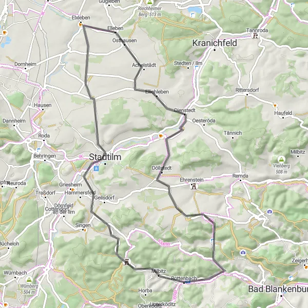 Map miniature of "Exploring the Cultural Heritage" cycling inspiration in Thüringen, Germany. Generated by Tarmacs.app cycling route planner