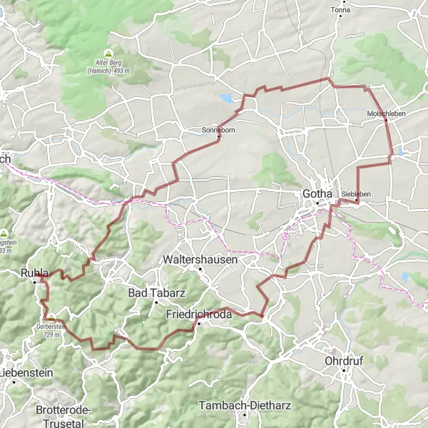 Karten-Miniaturansicht der Radinspiration "Entdeckungstour um Ruhla" in Thüringen, Germany. Erstellt vom Tarmacs.app-Routenplaner für Radtouren